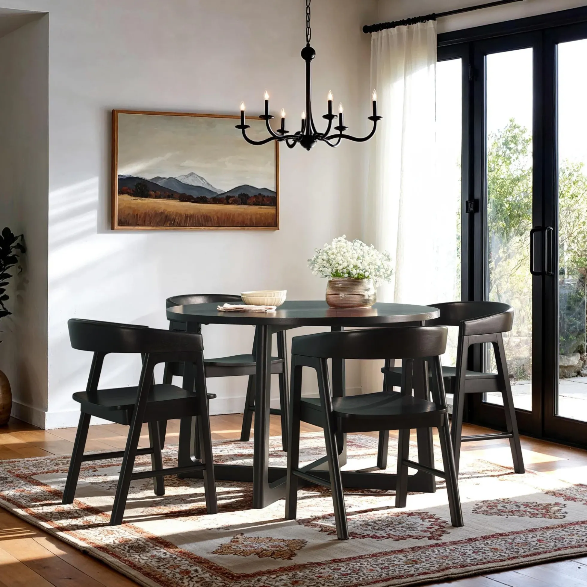 Ezra Modern Solid Wood Rounded Back Dining Chair (Set of 2)