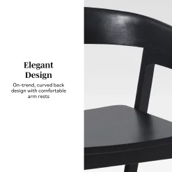 Ezra Modern Solid Wood Rounded Back Dining Chair (Set of 2)