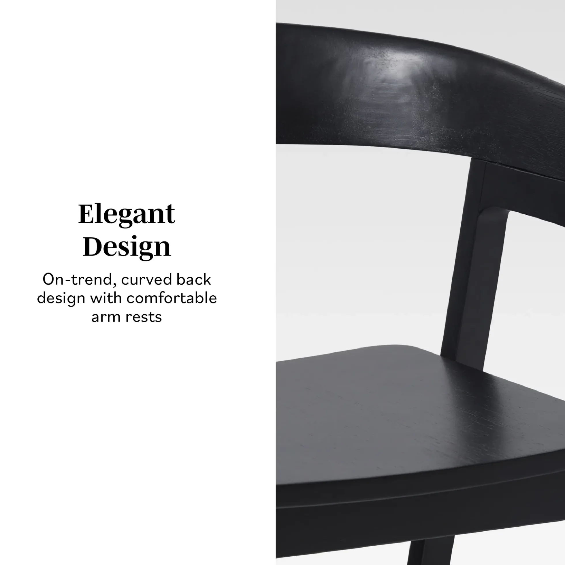 Ezra Modern Solid Wood Rounded Back Dining Chair (Set of 2)