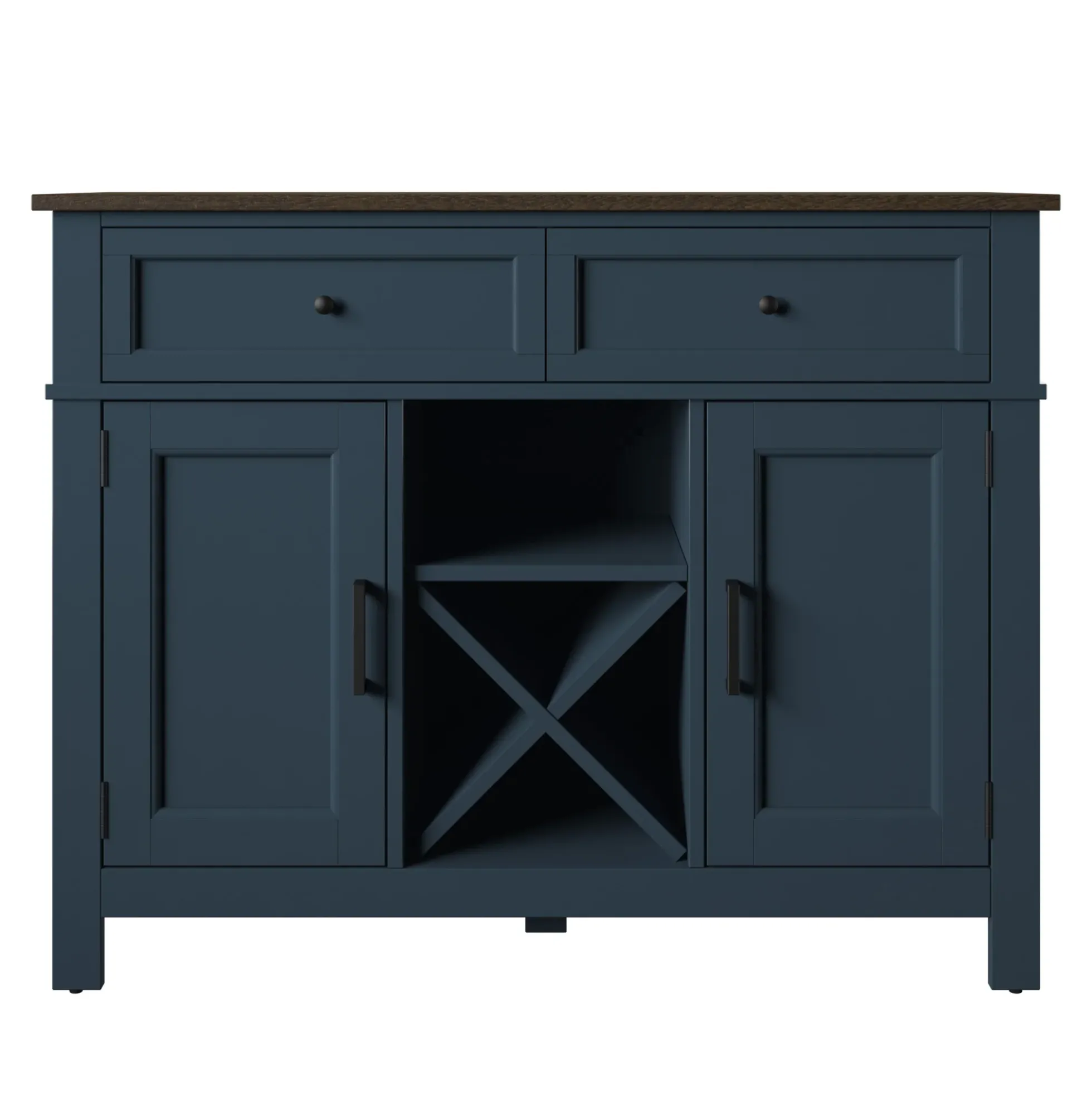 Farmhouse Buffet Sideboard with Wine Shelving and Stemware Storage