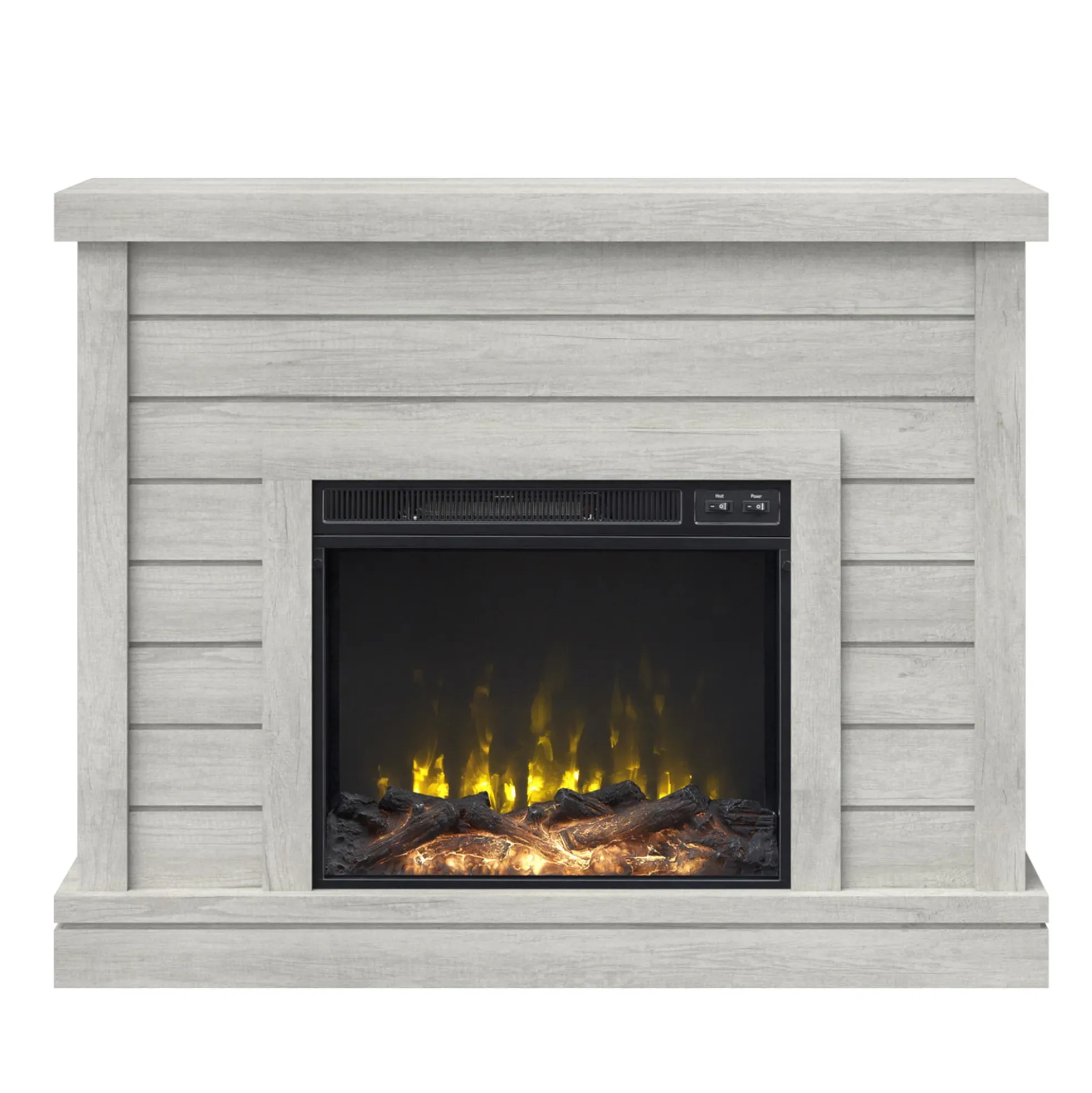 Farmhouse Shiplap Wall Mantel with Electric Fireplace