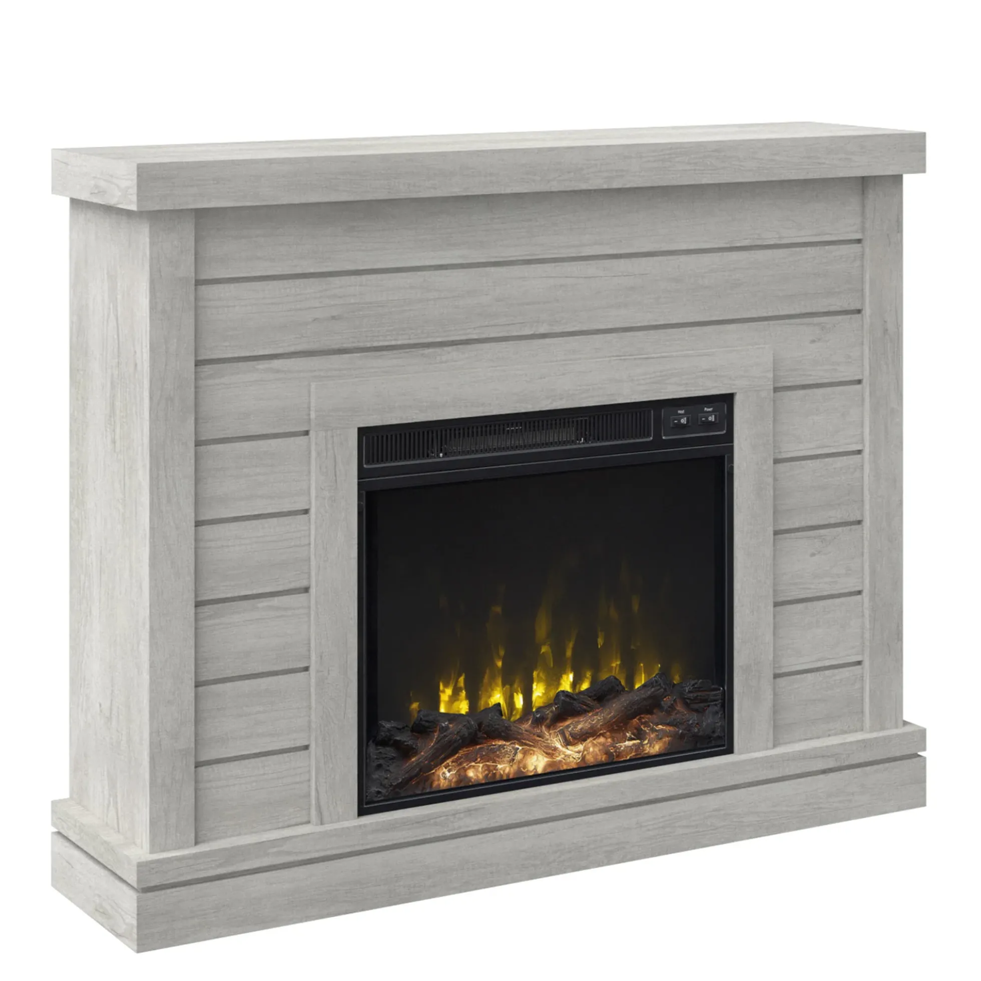 Farmhouse Shiplap Wall Mantel with Electric Fireplace