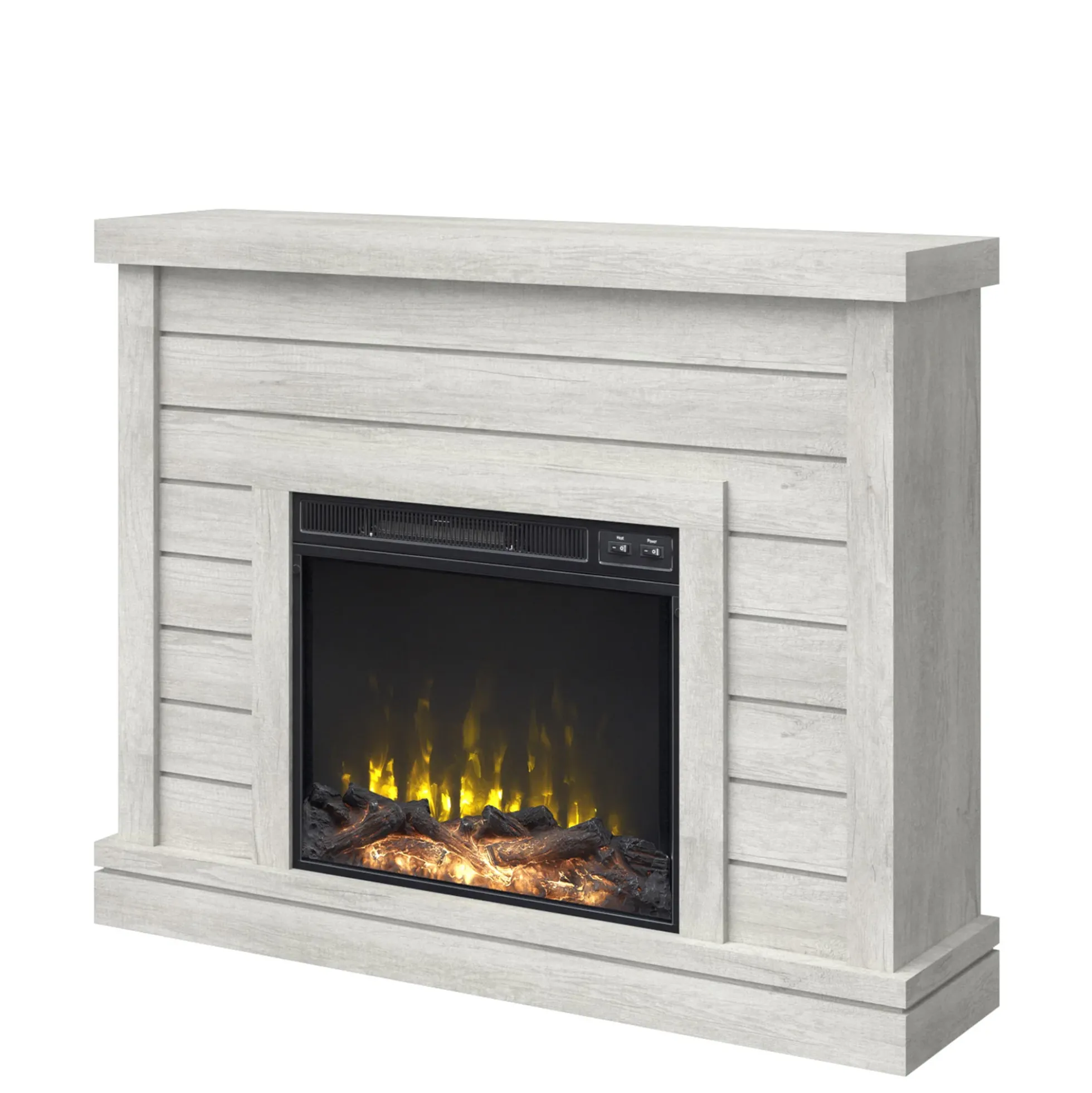 Farmhouse Shiplap Wall Mantel with Electric Fireplace