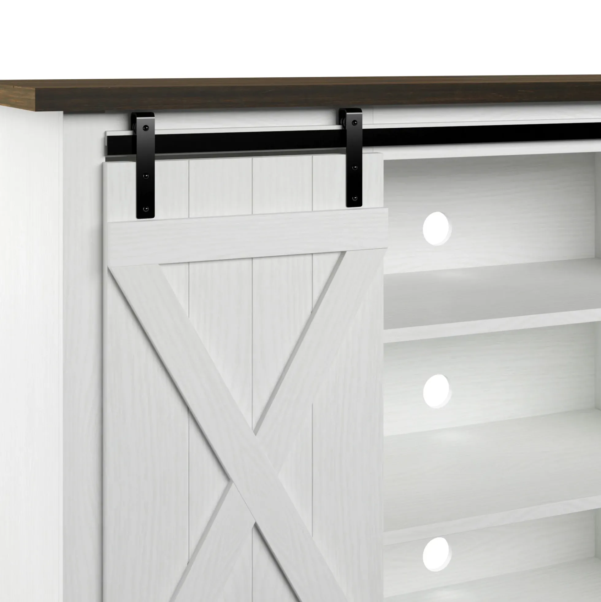 Farmhouse Sliding Barn Doors Cottonwood 54' TV Stand Media Console