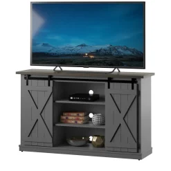 Farmhouse Sliding Barn Doors Cottonwood 54' TV Stand Media Console