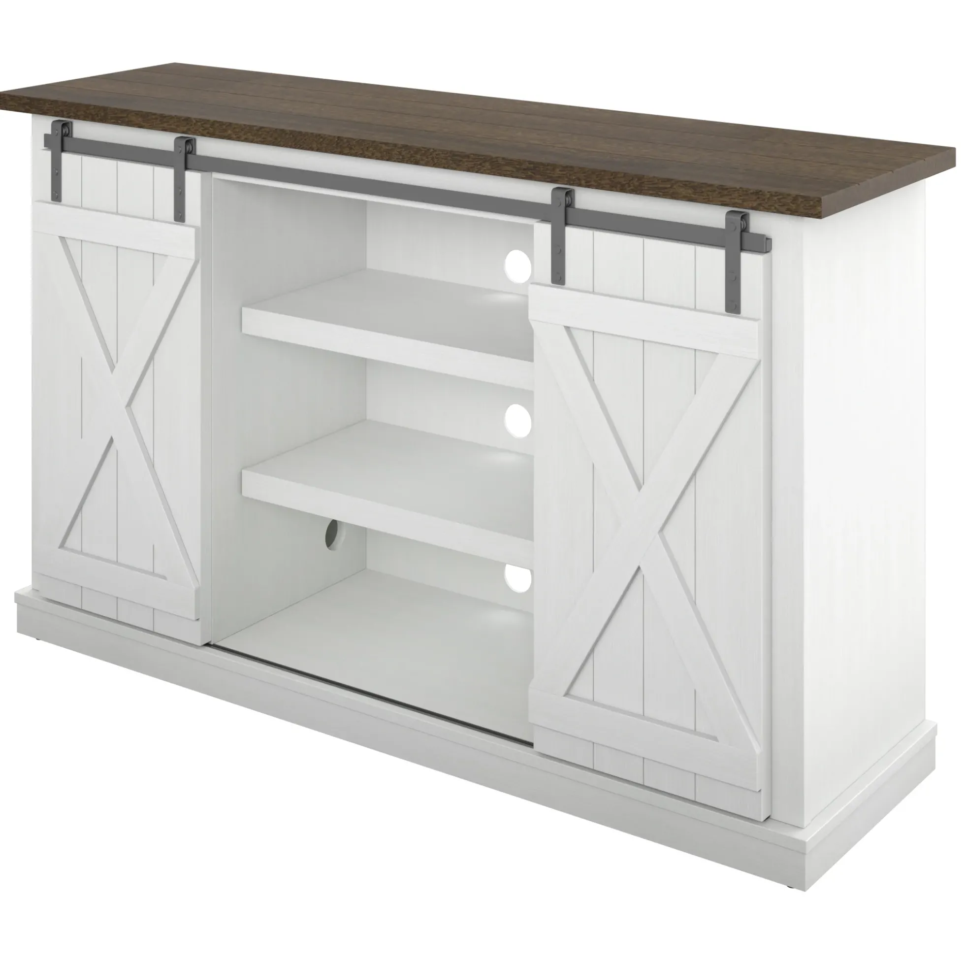 Farmhouse Sliding Barn Doors Cottonwood 54' TV Stand Media Console