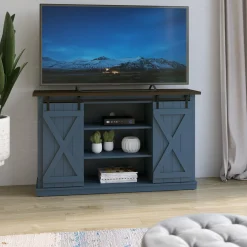 Farmhouse Sliding Barn Doors Cottonwood 54' TV Stand Media Console