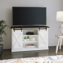 Farmhouse Sliding Barn Doors Cottonwood 54' TV Stand Media Console