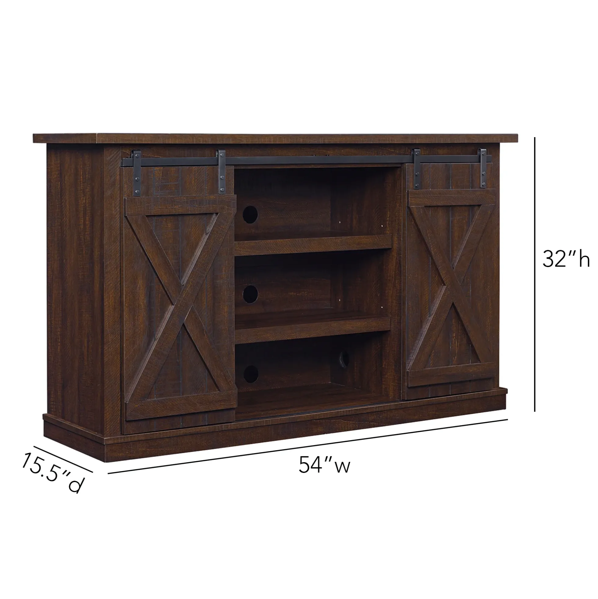 Farmhouse Sliding Barn Doors Cottonwood 54' TV Stand Media Console