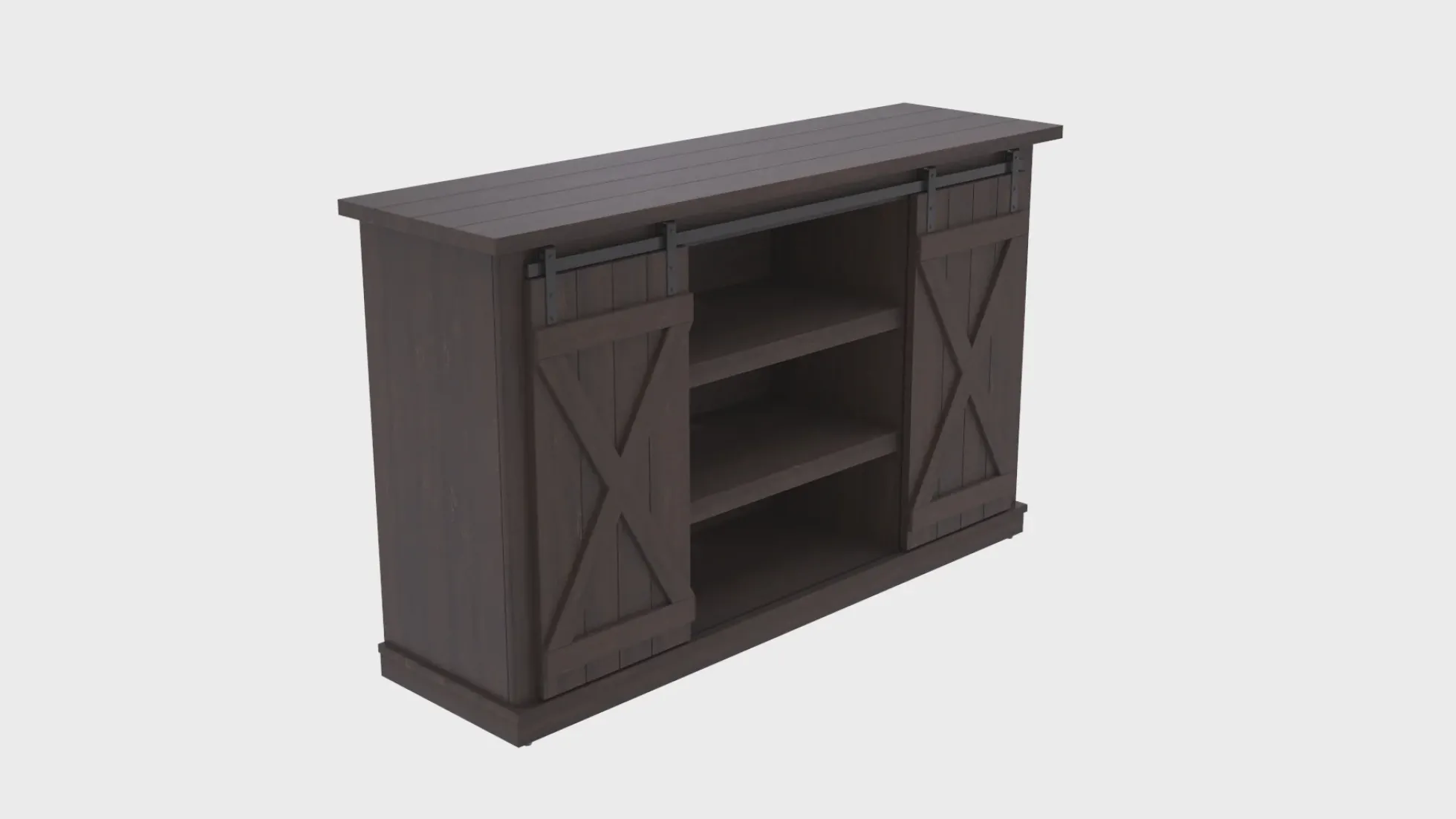 Farmhouse Sliding Barn Doors Cottonwood 54' TV Stand Media Console
