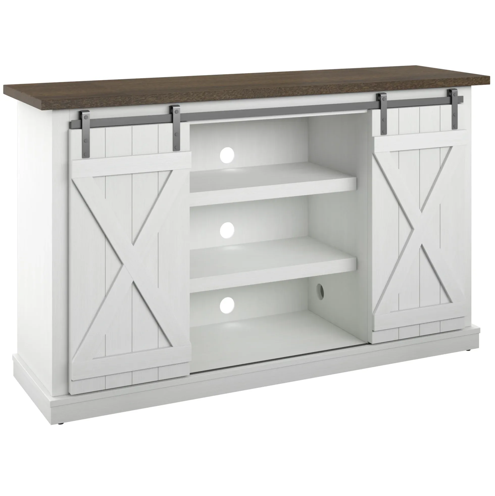 Farmhouse Sliding Barn Doors Cottonwood 54' TV Stand Media Console