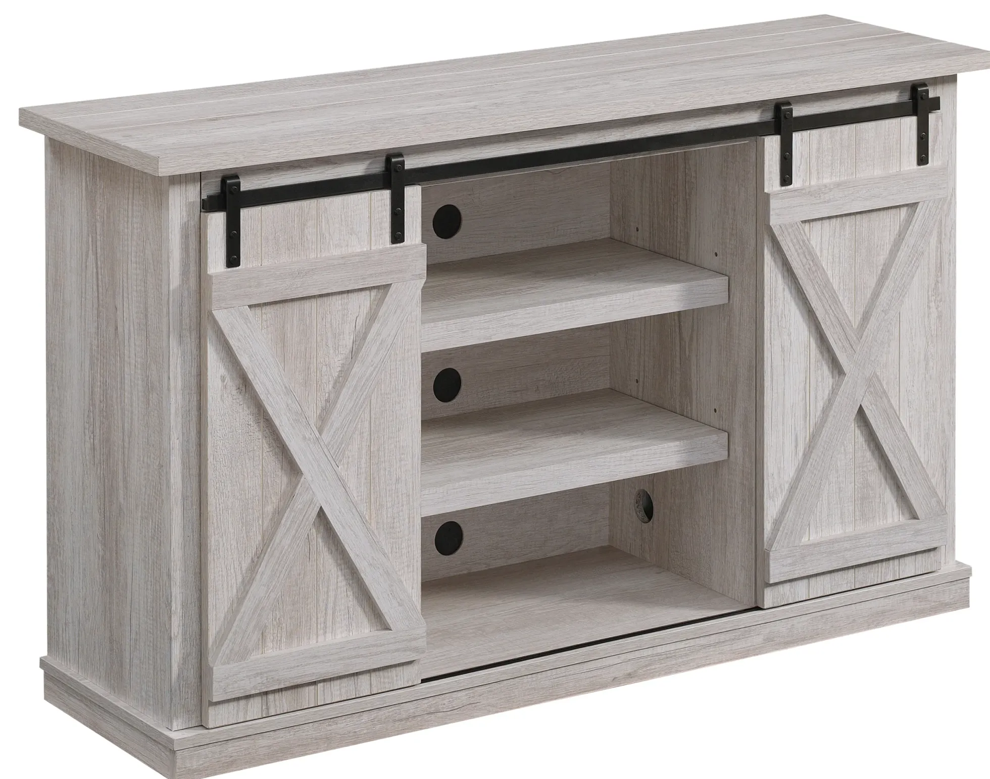Farmhouse Sliding Barn Doors Cottonwood 54' TV Stand Media Console
