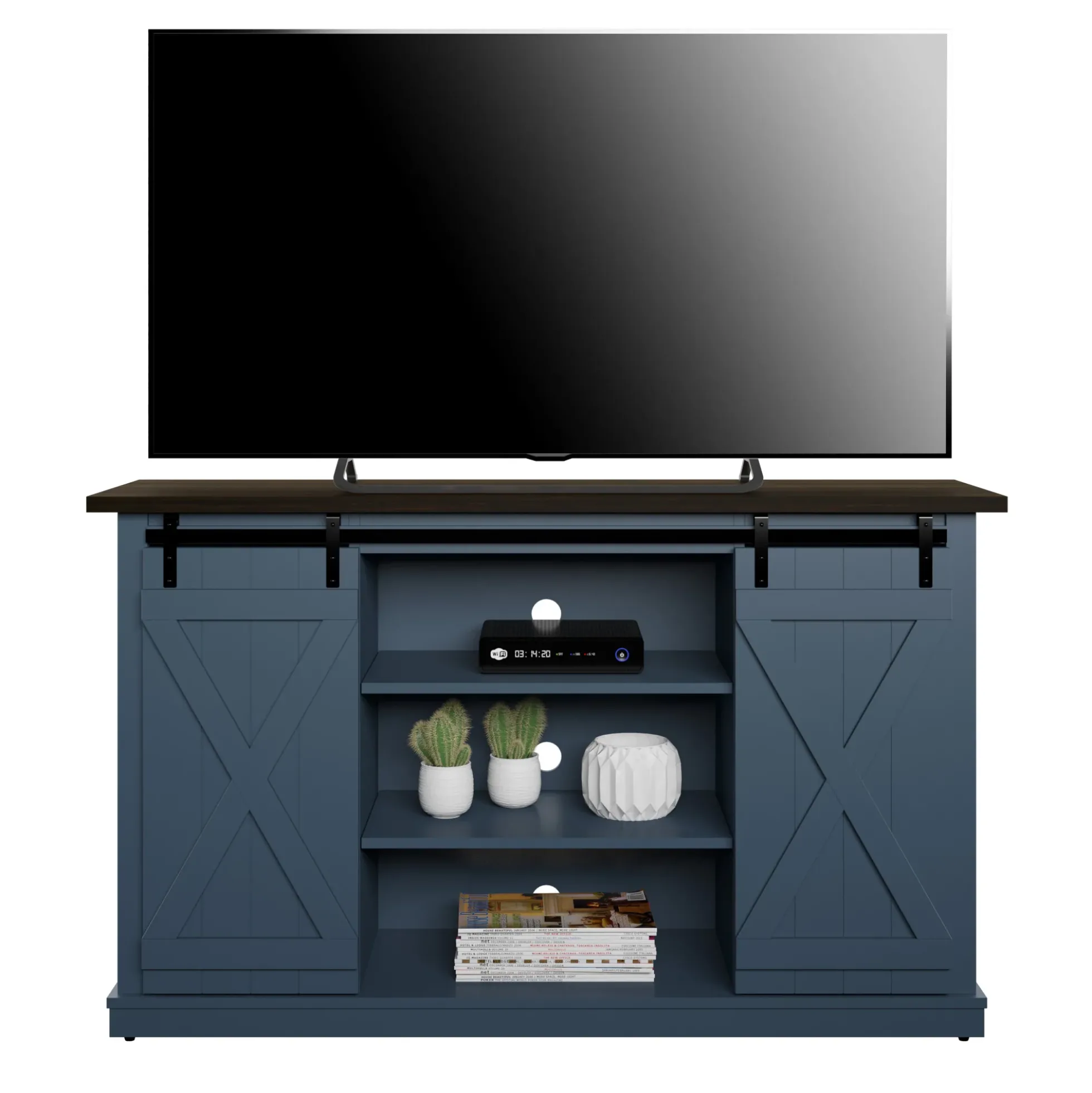 Farmhouse Sliding Barn Doors Cottonwood 54' TV Stand Media Console