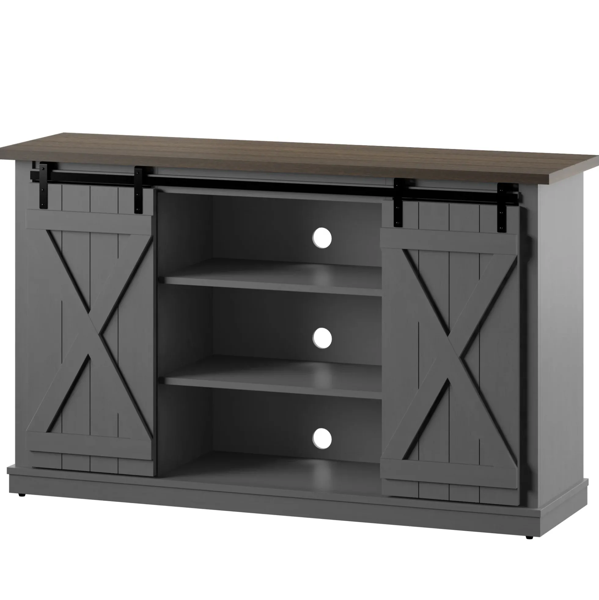 Farmhouse Sliding Barn Doors Cottonwood 54' TV Stand Media Console