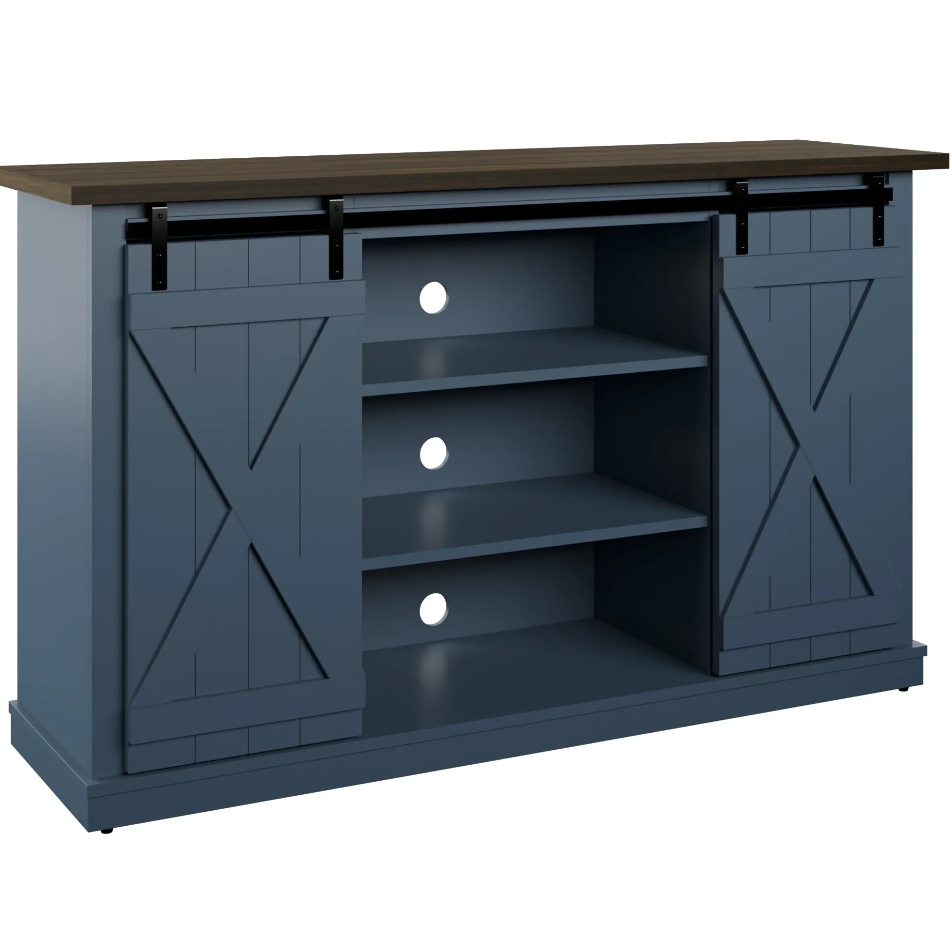 Farmhouse Sliding Barn Doors Cottonwood 54' TV Stand Media Console