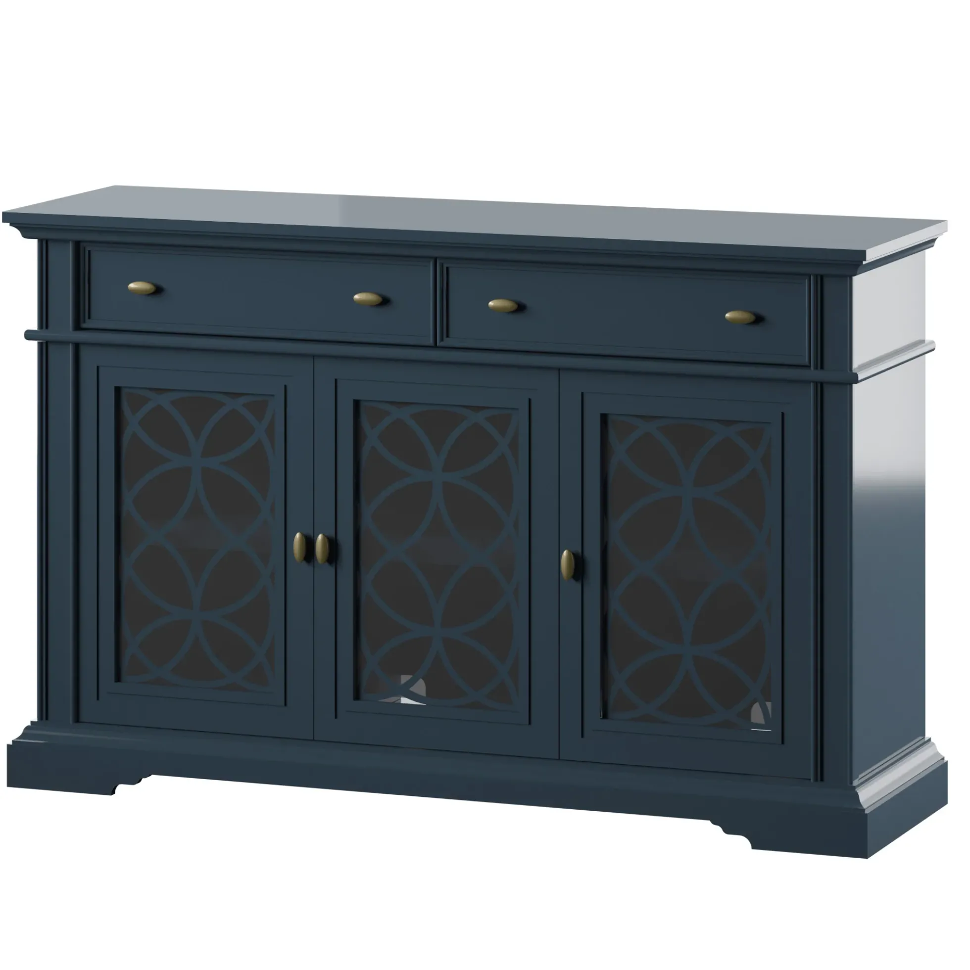 Farmhouse Traditional 52" Buffet Sideboard with Accented Glass-Front Doors