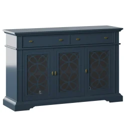 Farmhouse Traditional 52" Buffet Sideboard with Accented Glass-Front Doors