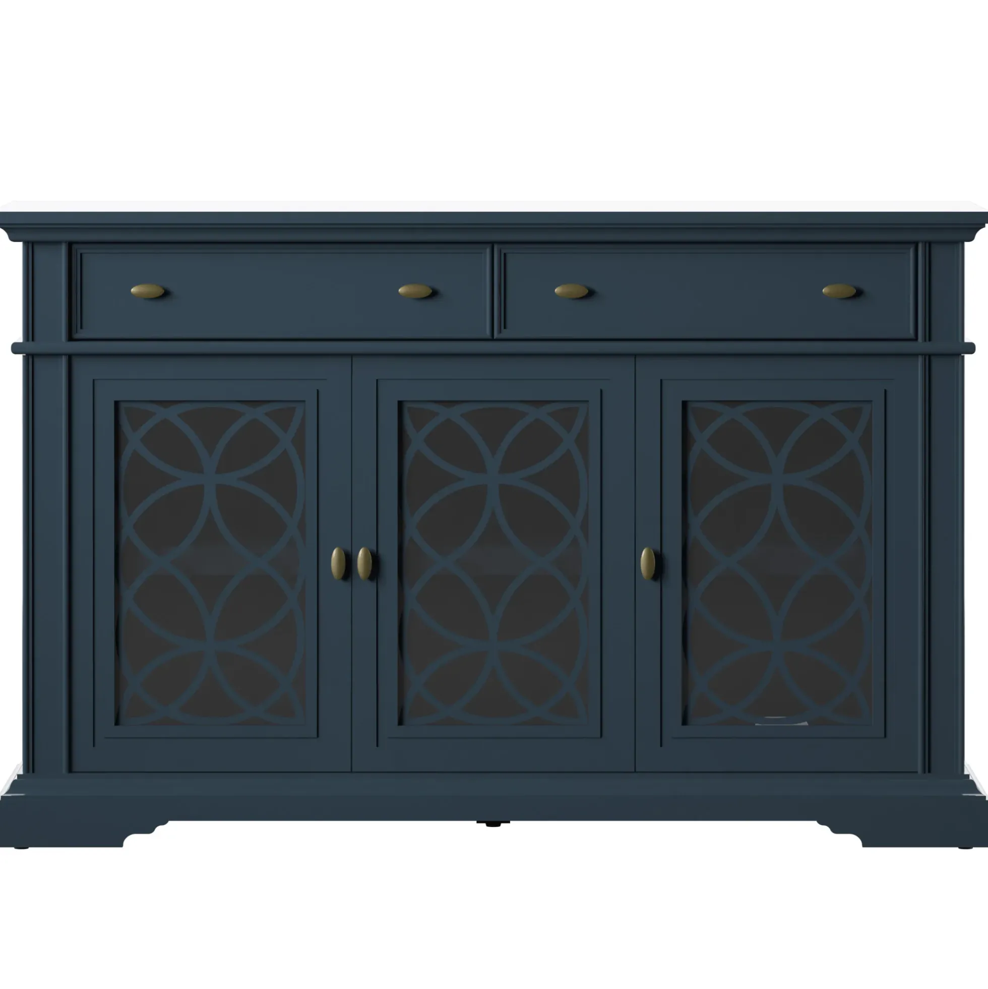 Farmhouse Traditional 52" Buffet Sideboard with Accented Glass-Front Doors