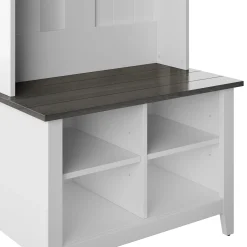 Farmhouse Two Tone Entryway Hall Tree with Storage Bench