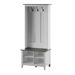 Farmhouse Two Tone Entryway Hall Tree with Storage Bench