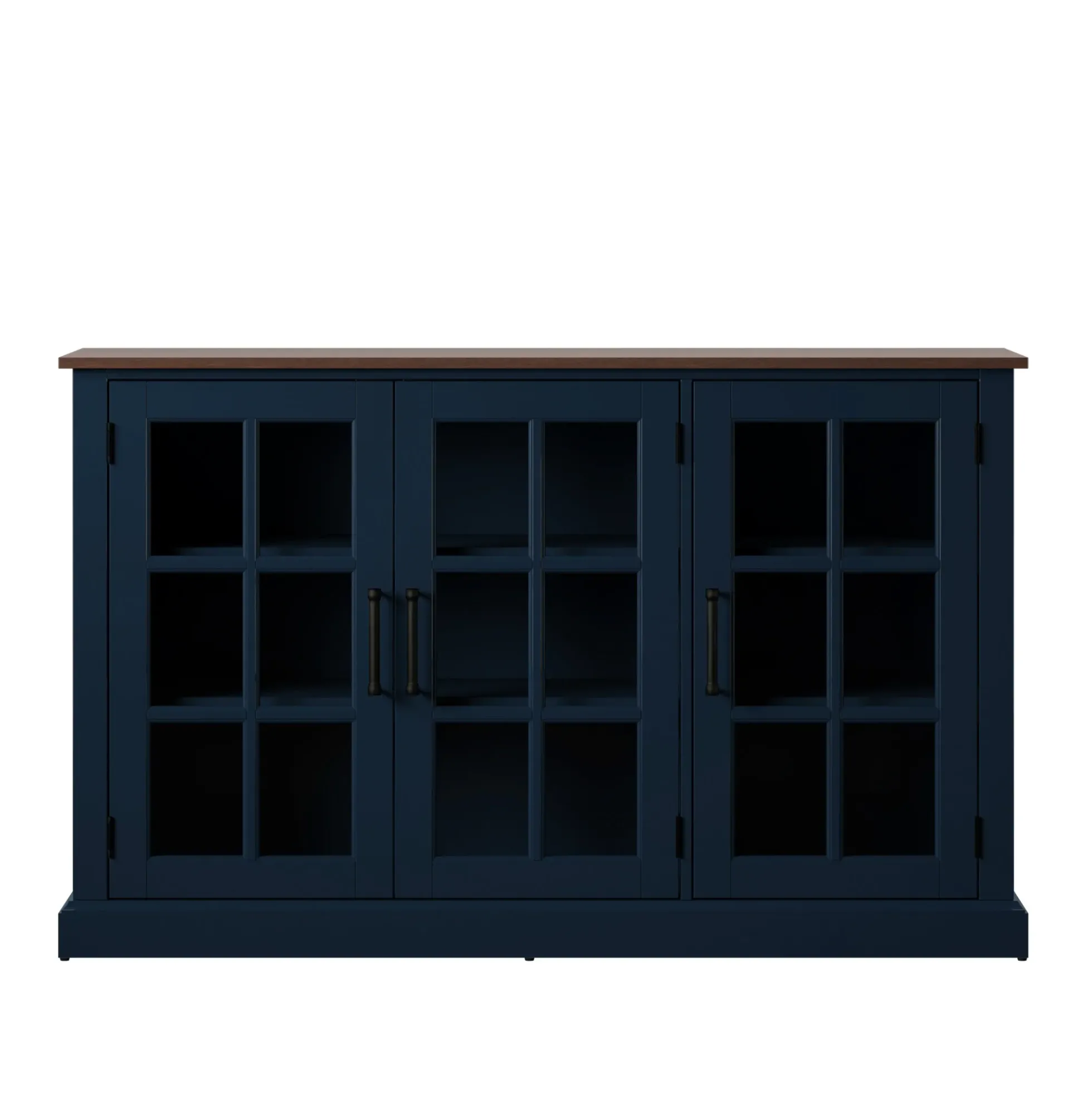 Farmhouse Window Pane Glass Doors Two Tone Buffet Sideboard