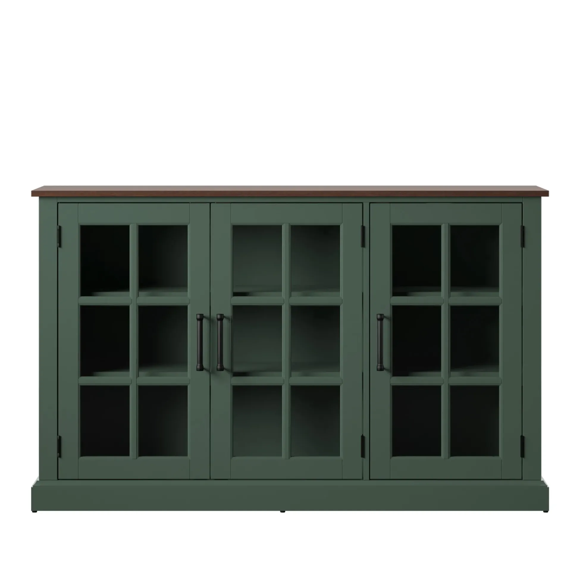 Farmhouse Window Pane Glass Doors Two Tone Buffet Sideboard