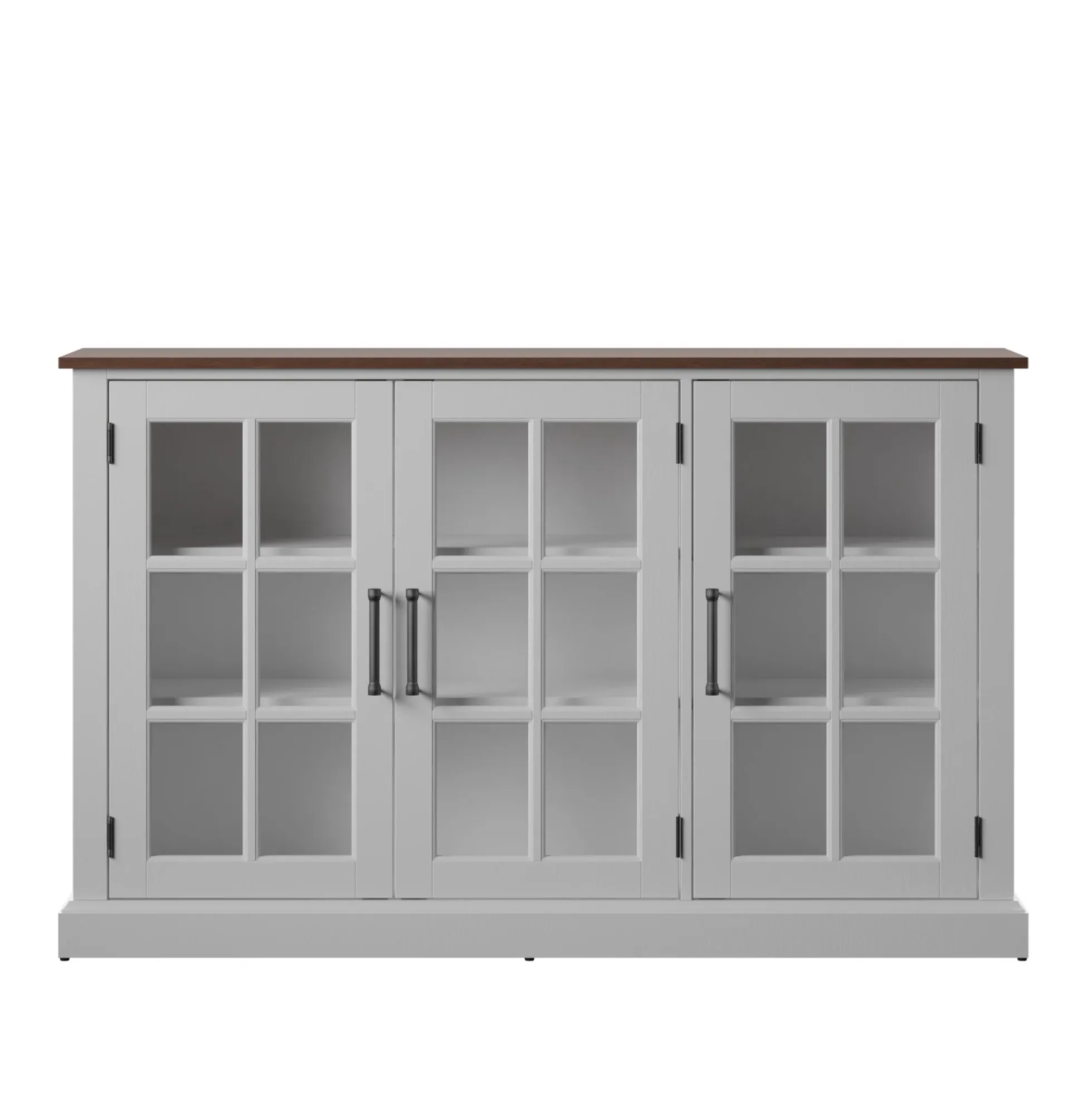 Farmhouse Window Pane Glass Doors Two Tone Buffet Sideboard