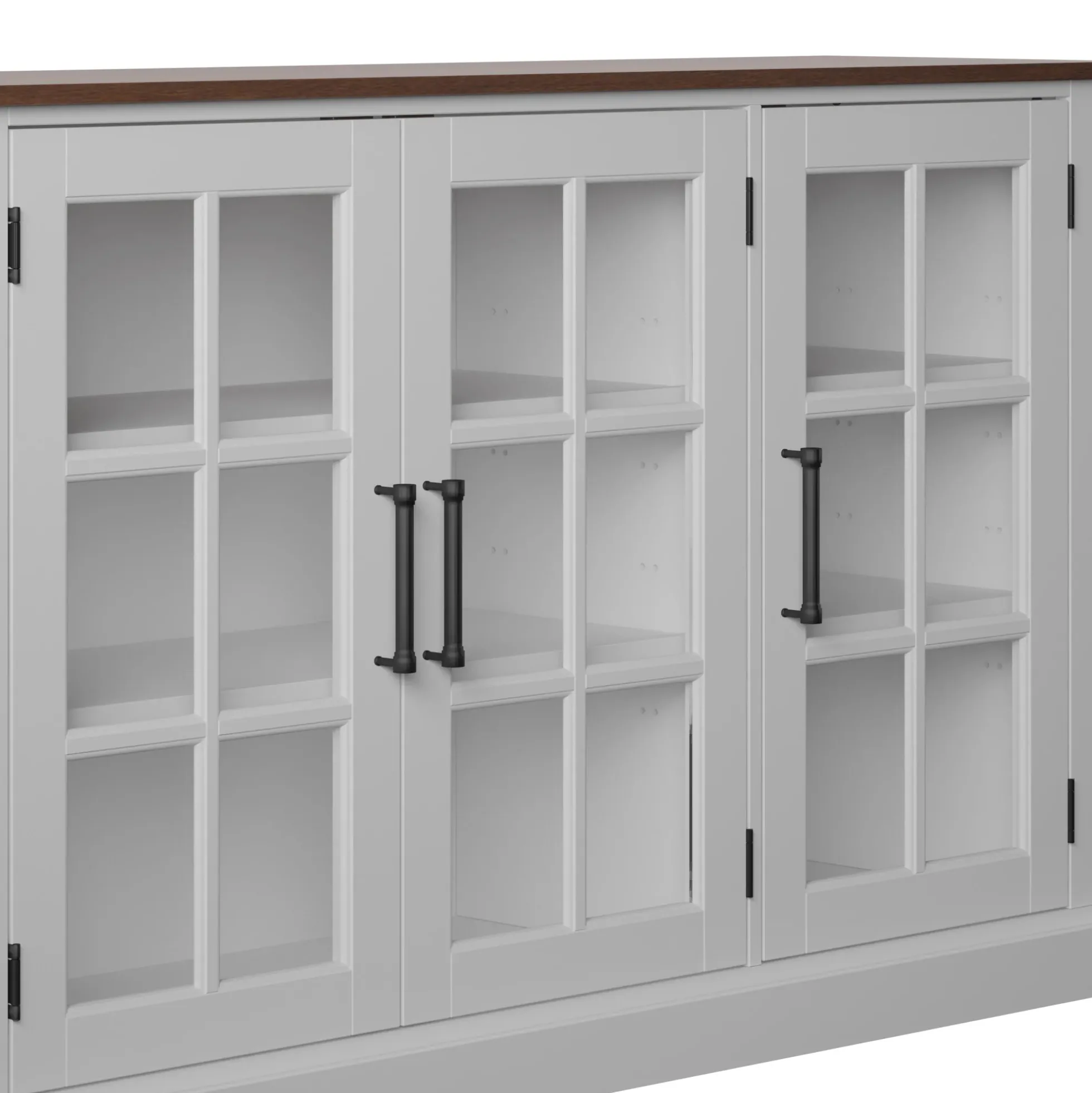 Farmhouse Window Pane Glass Doors Two Tone Buffet Sideboard