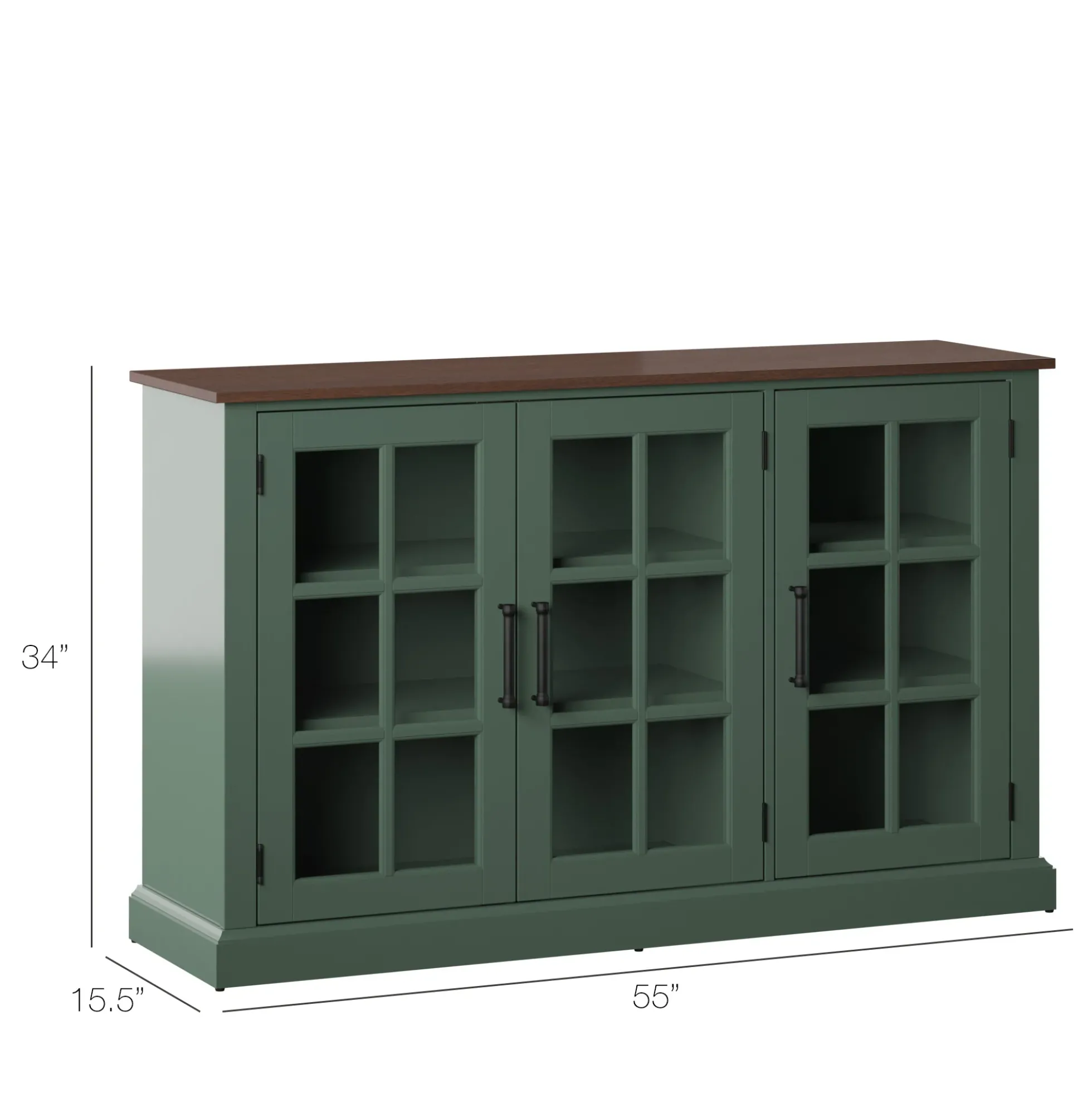 Farmhouse Window Pane Glass Doors Two Tone Buffet Sideboard