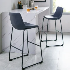 Faux Leather 2-Piece Bar Stools