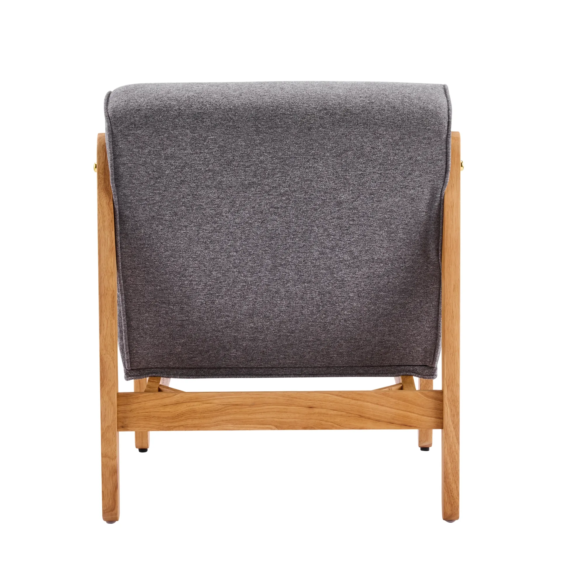 Fluffy Accent Chair Gray with Natural Solid Wood Frame