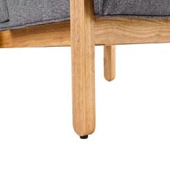 Fluffy Accent Chair Gray with Natural Solid Wood Frame