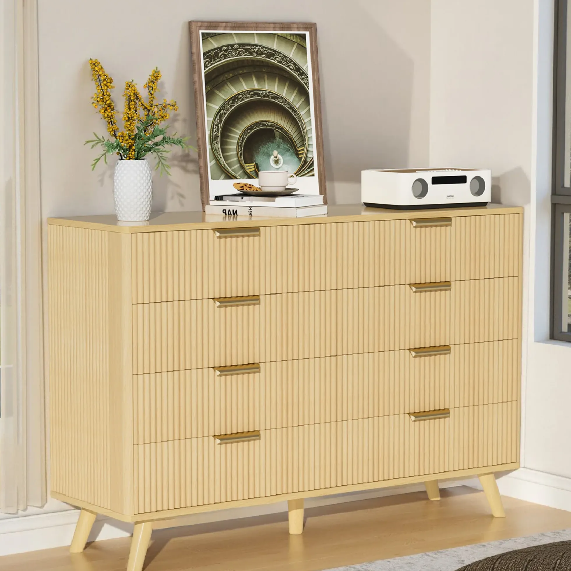 Fluted 8 Drawer 47" Dresser