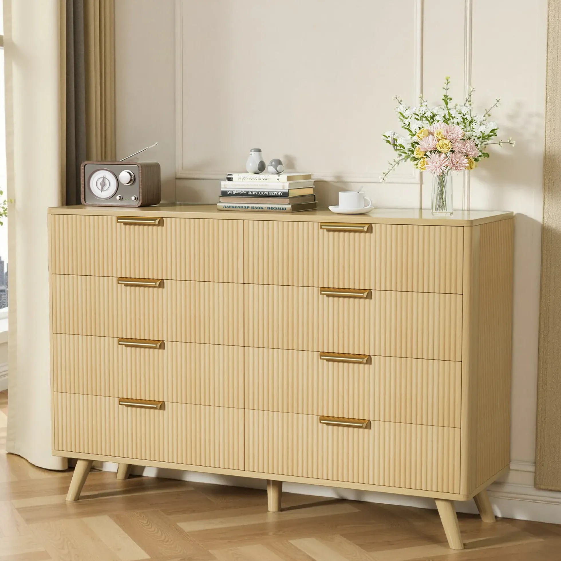 Fluted 8 Drawer 47" Dresser