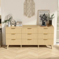 Fluted 9 Drawer 63" Dresser