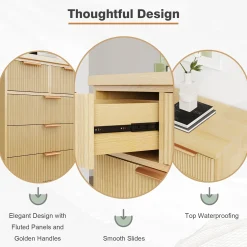 Fluted 5 Drawer 26" Dresser Chest