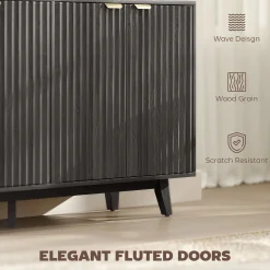 Fluted Coffee Bar Cabinet and Buffet Sideboard Cabinet