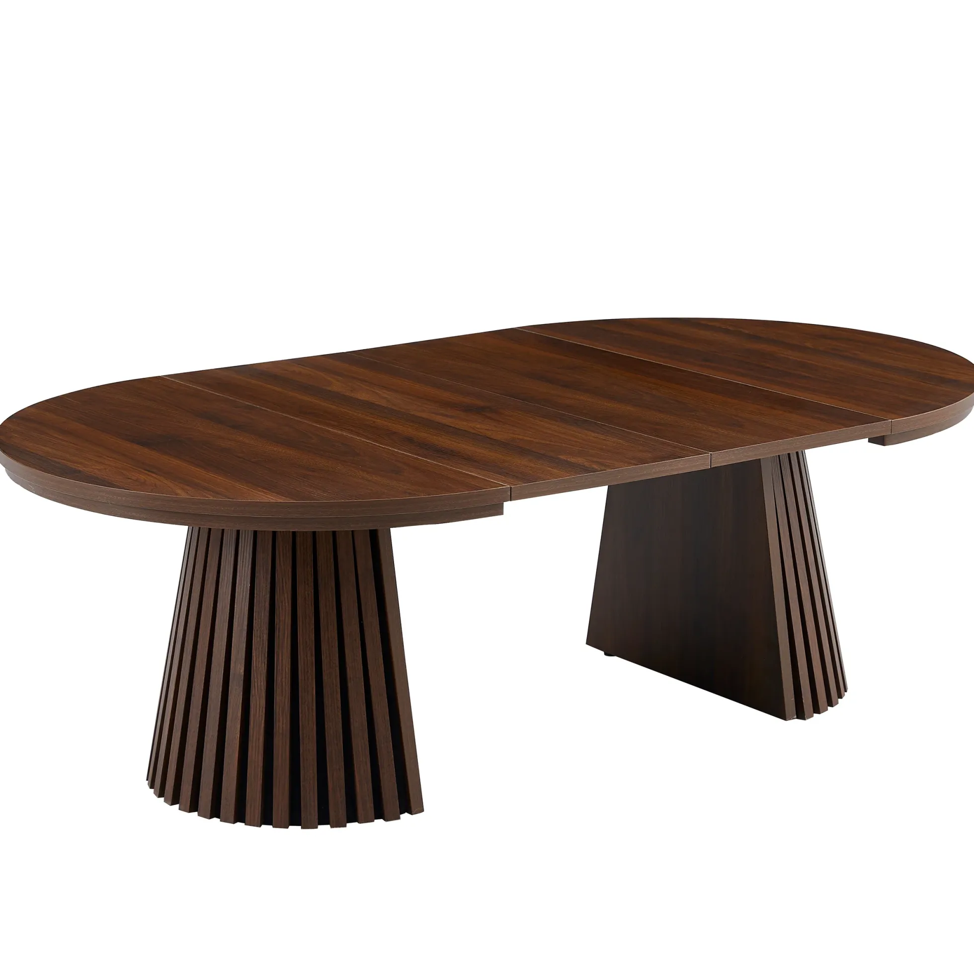 Fluted Design Extendable Wooden Curve Coffee Table