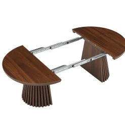 Fluted Design Extendable Wooden Curve Coffee Table