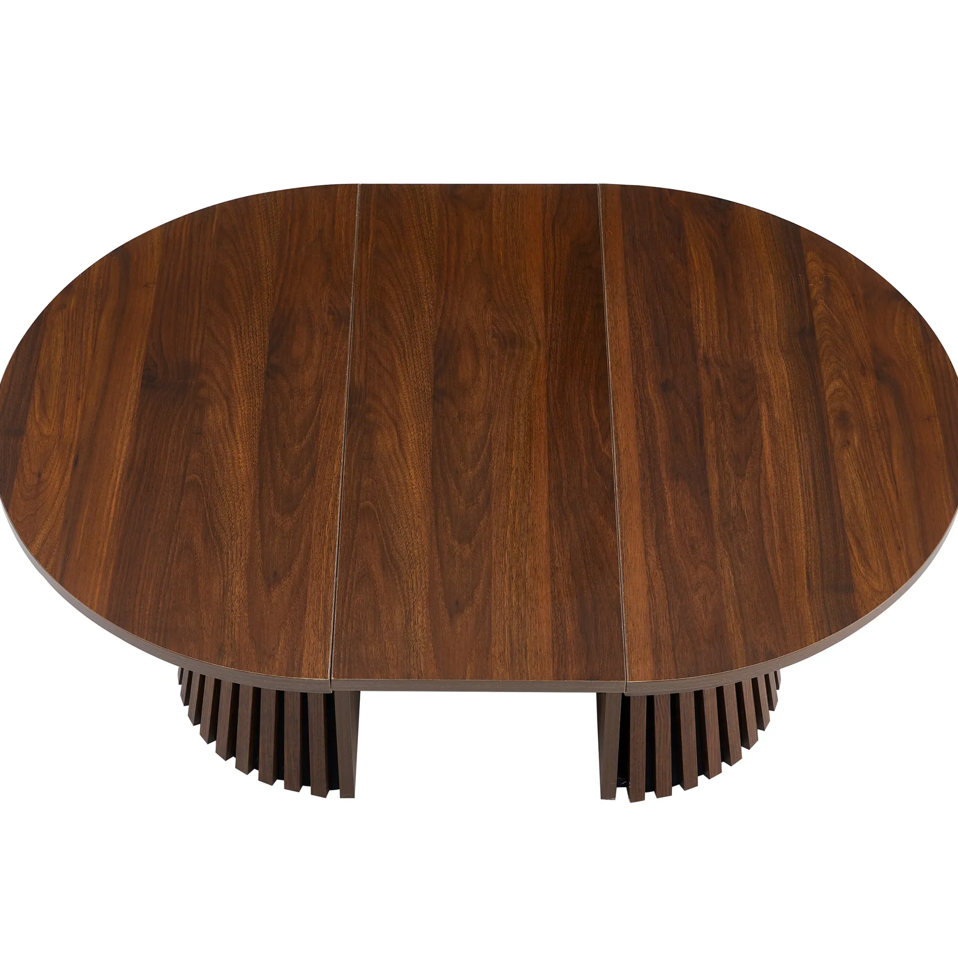 Fluted Design Extendable Wooden Curve Coffee Table
