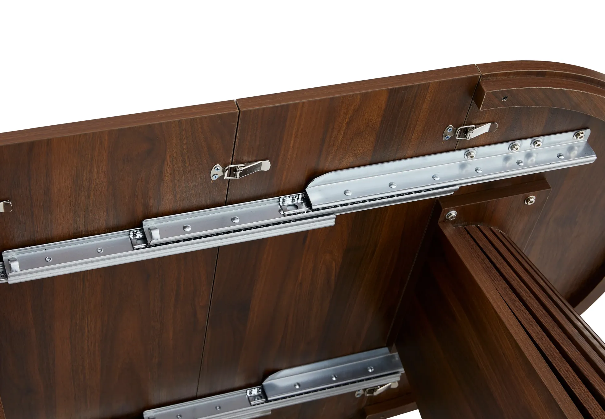 Fluted Design Extendable Wooden Curve Coffee Table