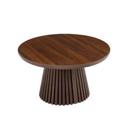 Fluted Design Extendable Wooden Curve Coffee Table