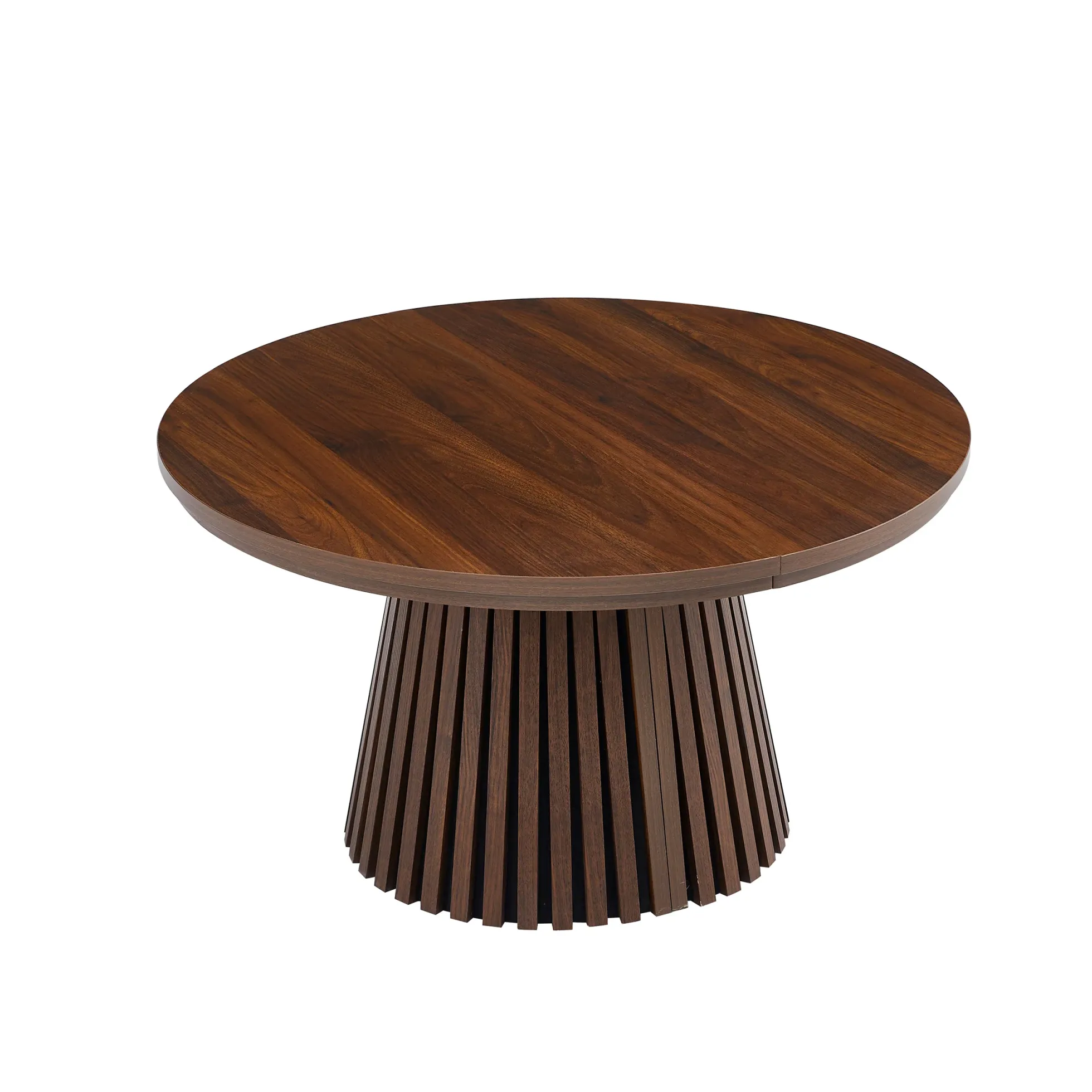 Fluted Design Extendable Wooden Curve Coffee Table