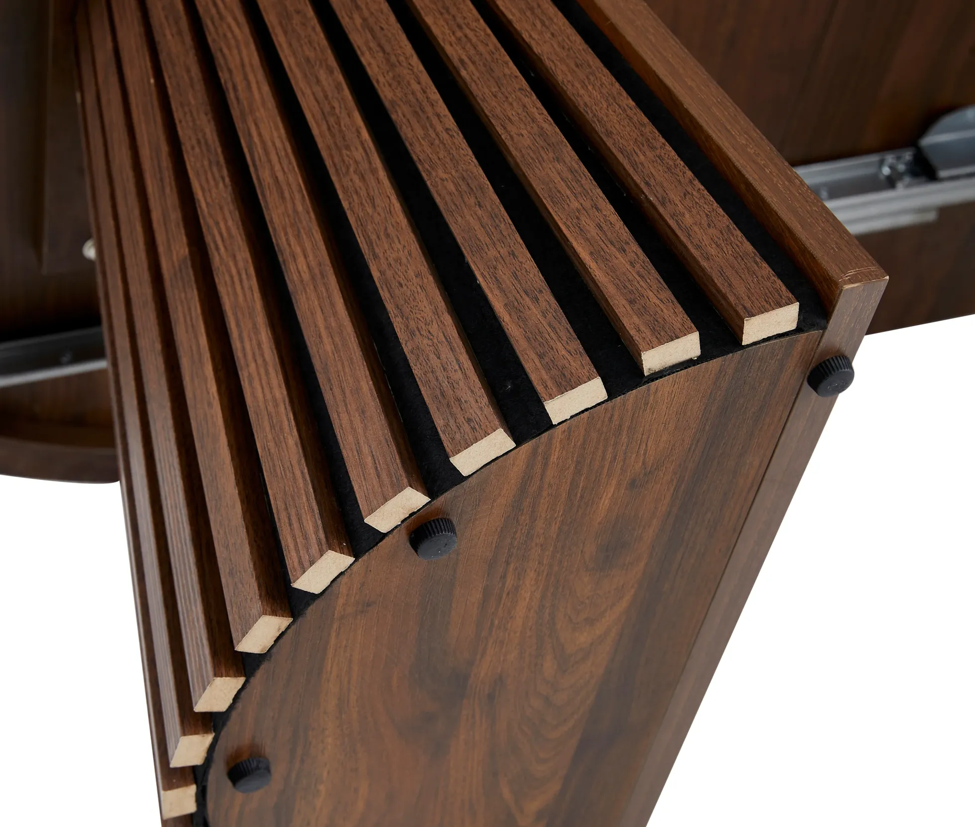 Fluted Design Extendable Wooden Curve Coffee Table
