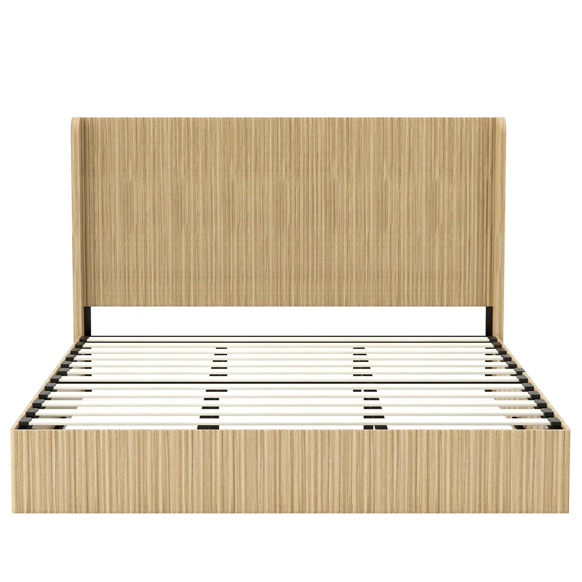Fluted Mid-Century King Size Wood Bed Frame
