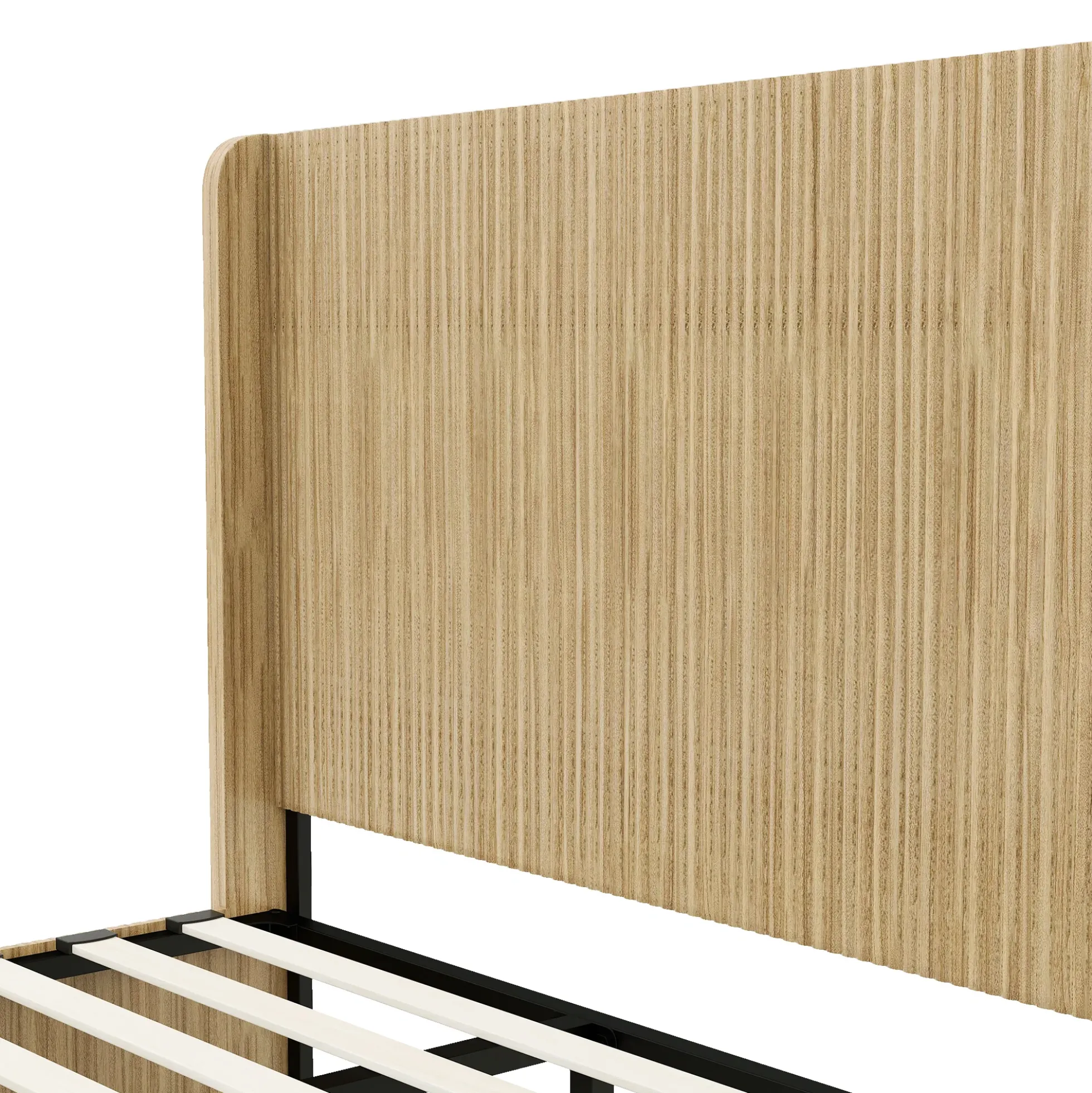 Fluted Mid-Century King Size Wood Bed Frame