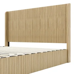 Fluted Mid-Century King Size Wood Bed Frame