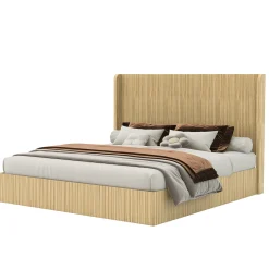 Fluted Mid-Century King Size Wood Bed Frame
