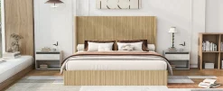 Fluted Mid-Century King Size Wood Bed Frame