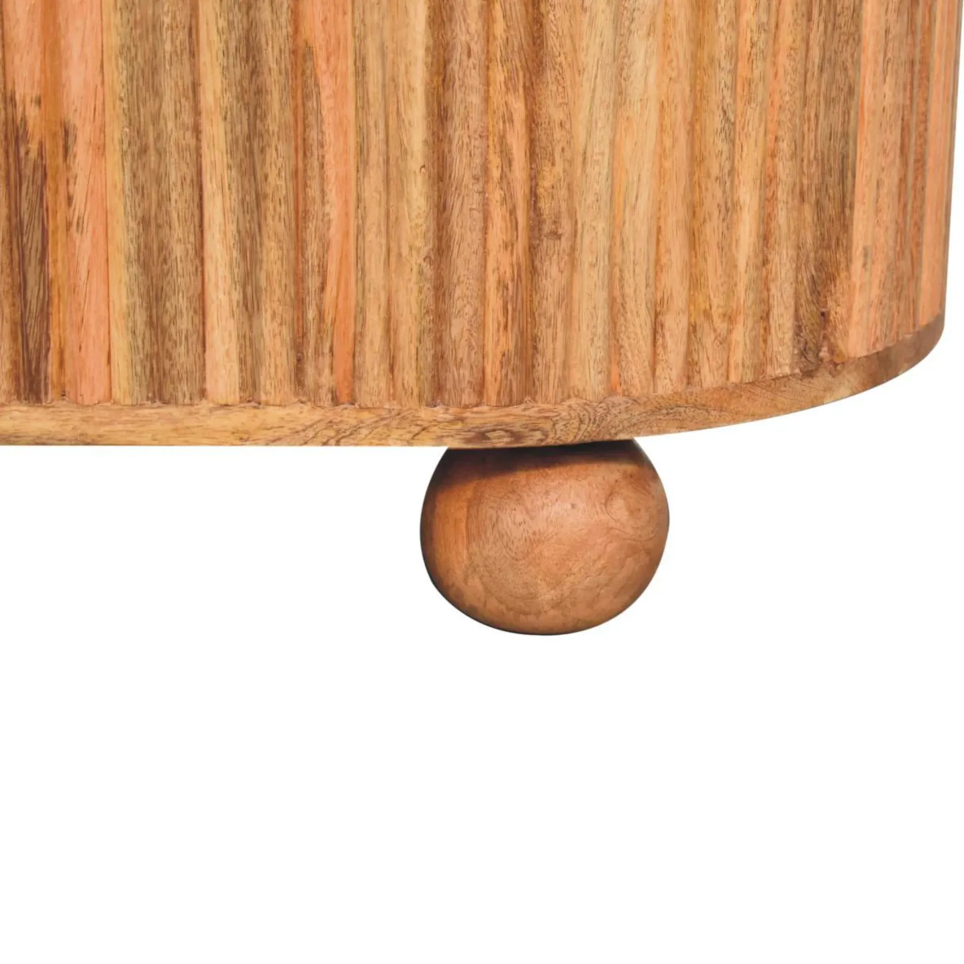 Fluted Solid Wood Ball Leg Coffee Table with Storage